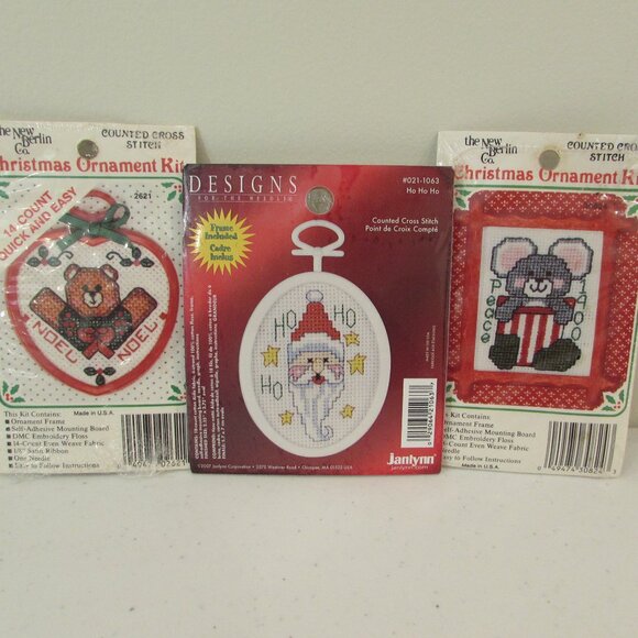 Santa/Mouse/Bear Mini Cross Stitch Kits - Christmas Ornaments - Picture 12 of 12